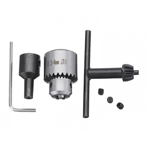 Electric Drill Chuck 0.3-4mm Jt0 Taper Drill Collet Keyless Adapter + 5mm Motor Shaft - product image