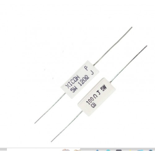 5Watt 120 Ohm WIREWOUND 5W 120 Ohm Ceramic Cement Power Wirewound Resistor 120 Ohm 5 Watt Wire Wound 2Pin Leads Fixed Cement Resistor 5% Tolerance - product image