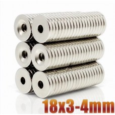18X3-4 NEODYMIUM MAGNET 18X3 HOLE 4 N35 NDFEB ROUND SUPER POWERFUL STRONG PERMANENT MAGNET
