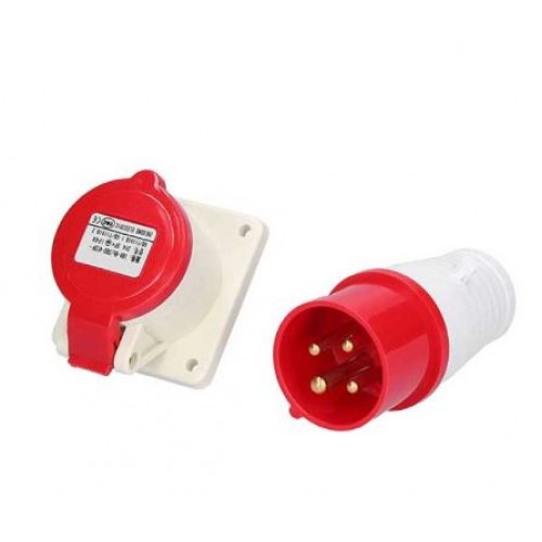 3 Phase Plug,4 Pin Power Plug 3 Phase Concealed Mount Socket Connector Set 380V‑415V 16A 3P+E Electrical Connector - product image