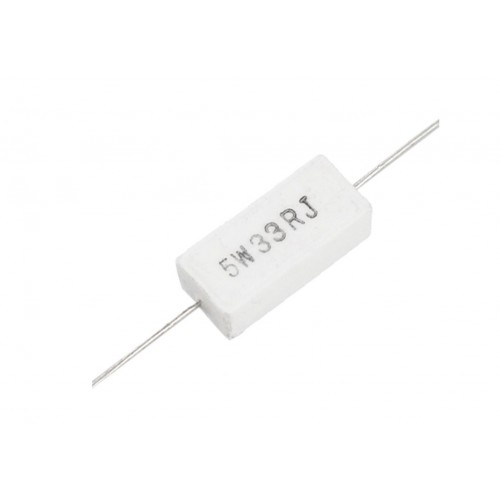 5Watt 33 Ohm WIREWOUND 5W 33 Ohm Ceramic Cement Power Wirewound Resistor 33 Ohm 5 Watt Wire Wound 2Pin Leads Fixed Cement Resistor 5% Tolerance - product image