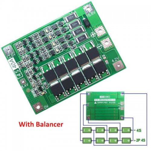 4S 40A 14.8V 18650 Lithium Battery BMS PCB Protection Board - product image