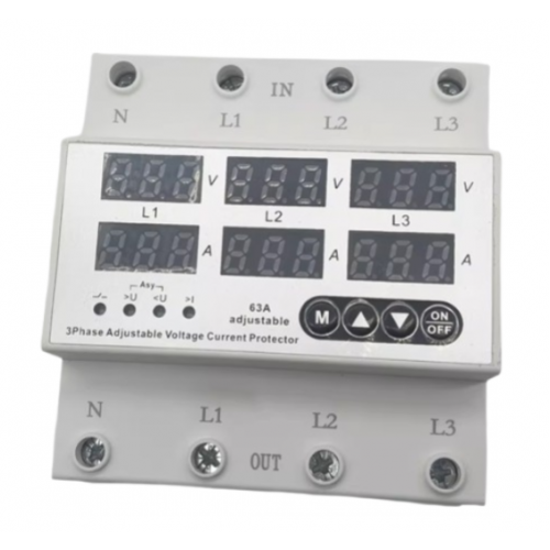 63A Three Phase Din Rail Over Under Voltage Protection Relay - product image