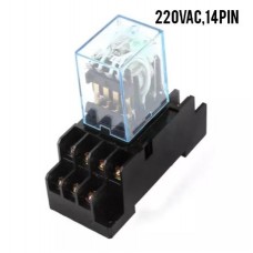 24V DC Coil 14 Pin 4 DPDT Power Electromagnetic Relay With Base