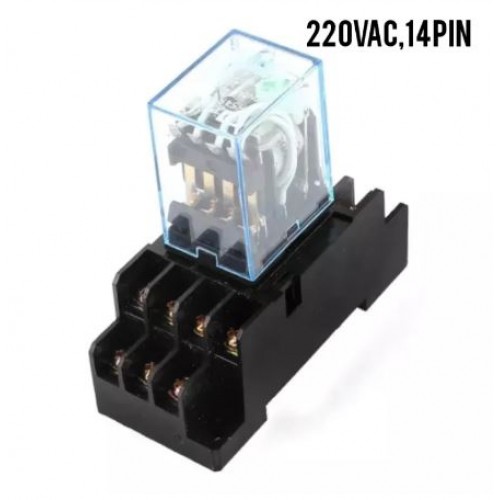 24V DC Coil 14 Pin 4 DPDT Power Electromagnetic Relay With Base - product image