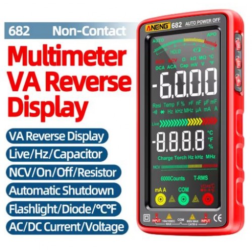 Aneng 682 Smart Digital Rechargeable AC/DC Ammeter Voltage and Ohm Diode Tester Multimeter - product image