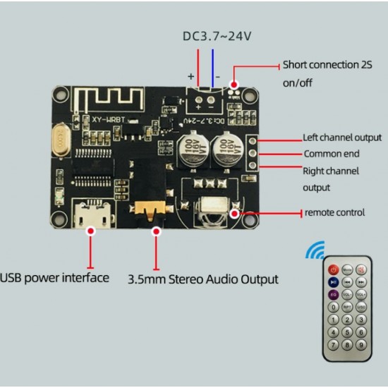 BLUETOOTH AUDIO RECEIVER BOARD BLUETOOTH 5.0 MP3 LOSSLESS DECODER BOARD WIRELESS STEREO MUSIC MODULE XY-WRBT