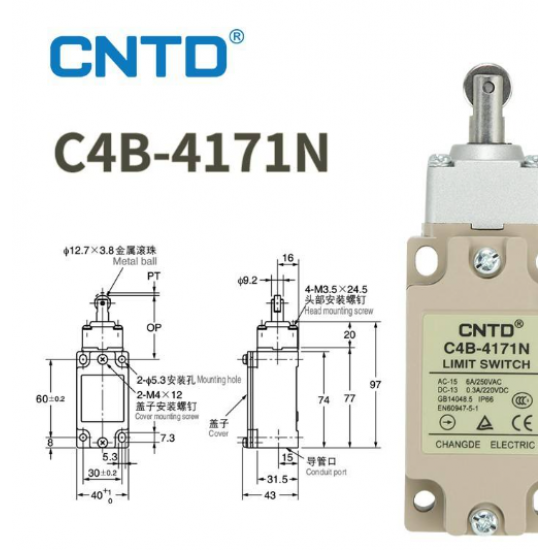 CNTD C4B-4171N Limit Switch Metal 250V 6A IP66 in BD
