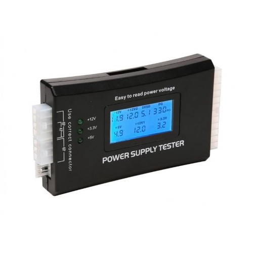 Digital LCD Power Supply Tester for PC ATX/BTX/ITX 4Pin SATA HDD - product image