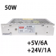 Mean Well D-50 Series Dual Output Switching Power Supply 5V 12V 24V