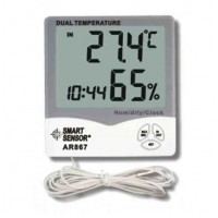 Smart Sensor AR867 Dual Digital Humidity & Temperature Meter With Clock
