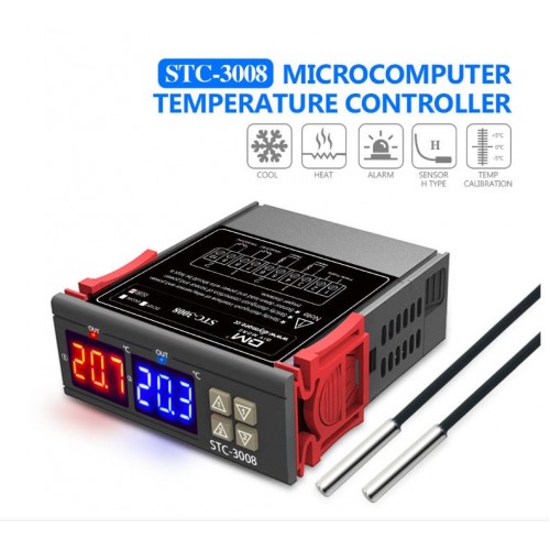 STC-3008 Dual Digital Temperature Controller Two Relay Output Thermoregulator Thermostate Heater Cooler - product image