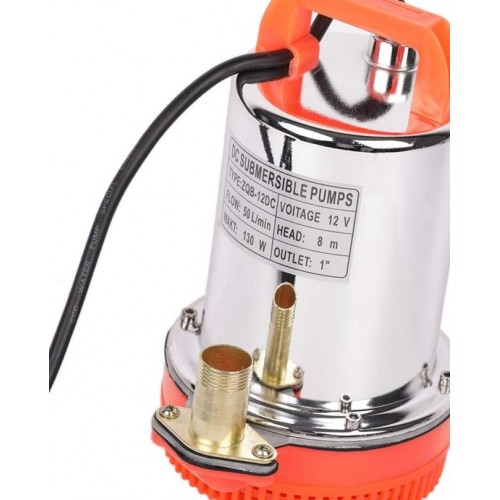 Submersible Pumps DC 12V Solar Submersible Water Pump 130W 1 inch Outlet Stainless Steel Well Booster Pump 8m/26ft Lift head Pump - product image