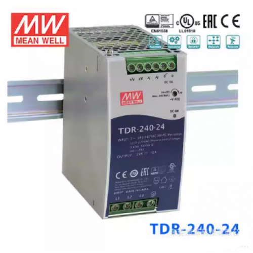 TDR-240-24 Mean Well 240W 24V 10A 3 Phase DIN Rail Power Supply - product image