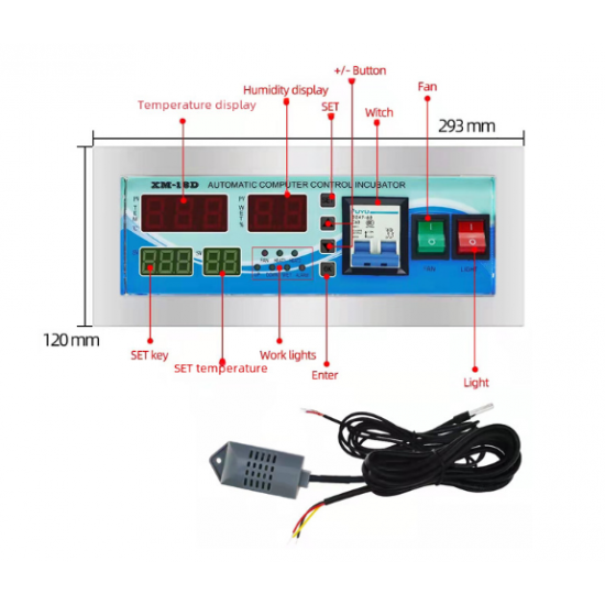 XM-18D Incubator Controller thermostat automatic incubator intelligent temperature and humidity sensors